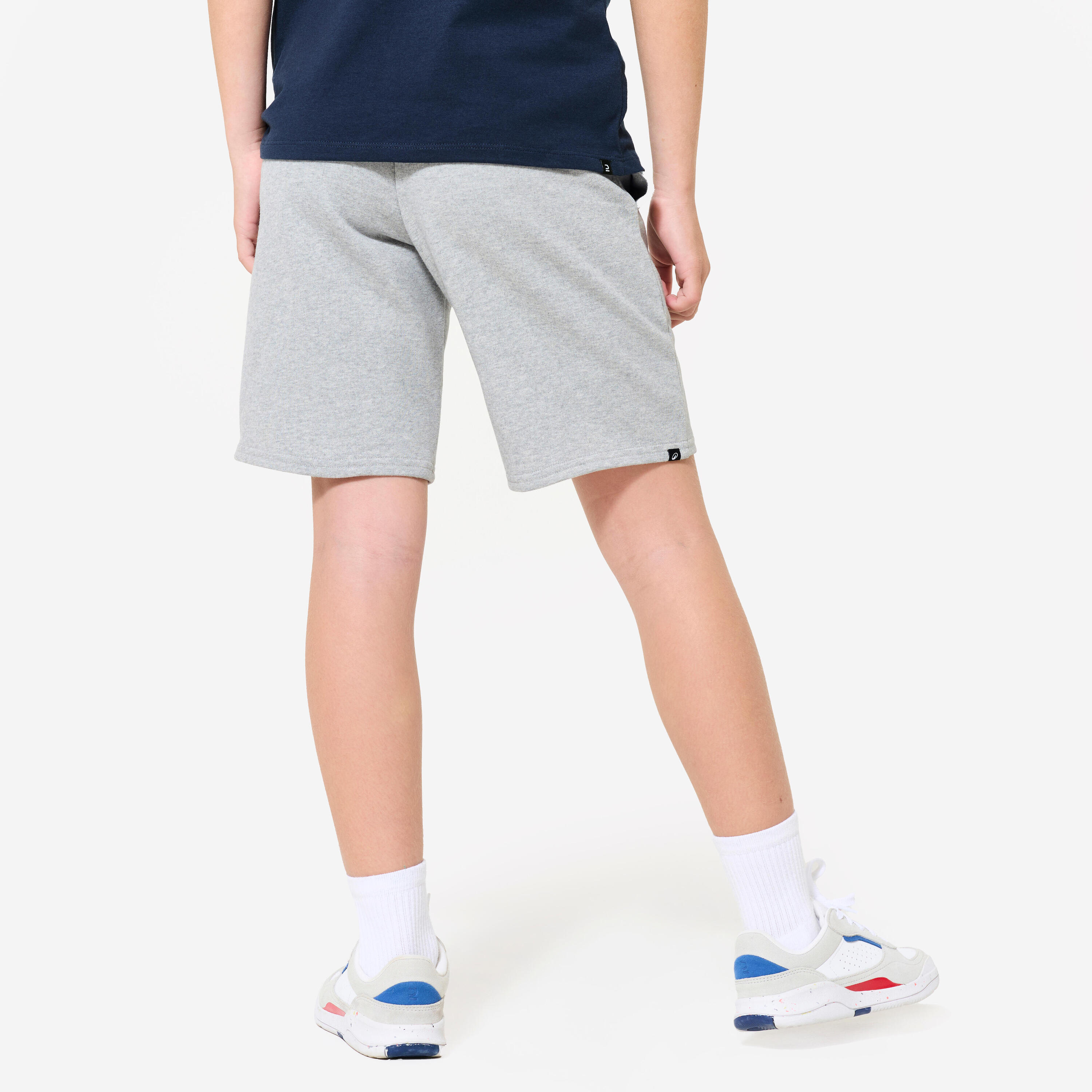 Multisport kindershort katoen gemêleerd grijs 4/6