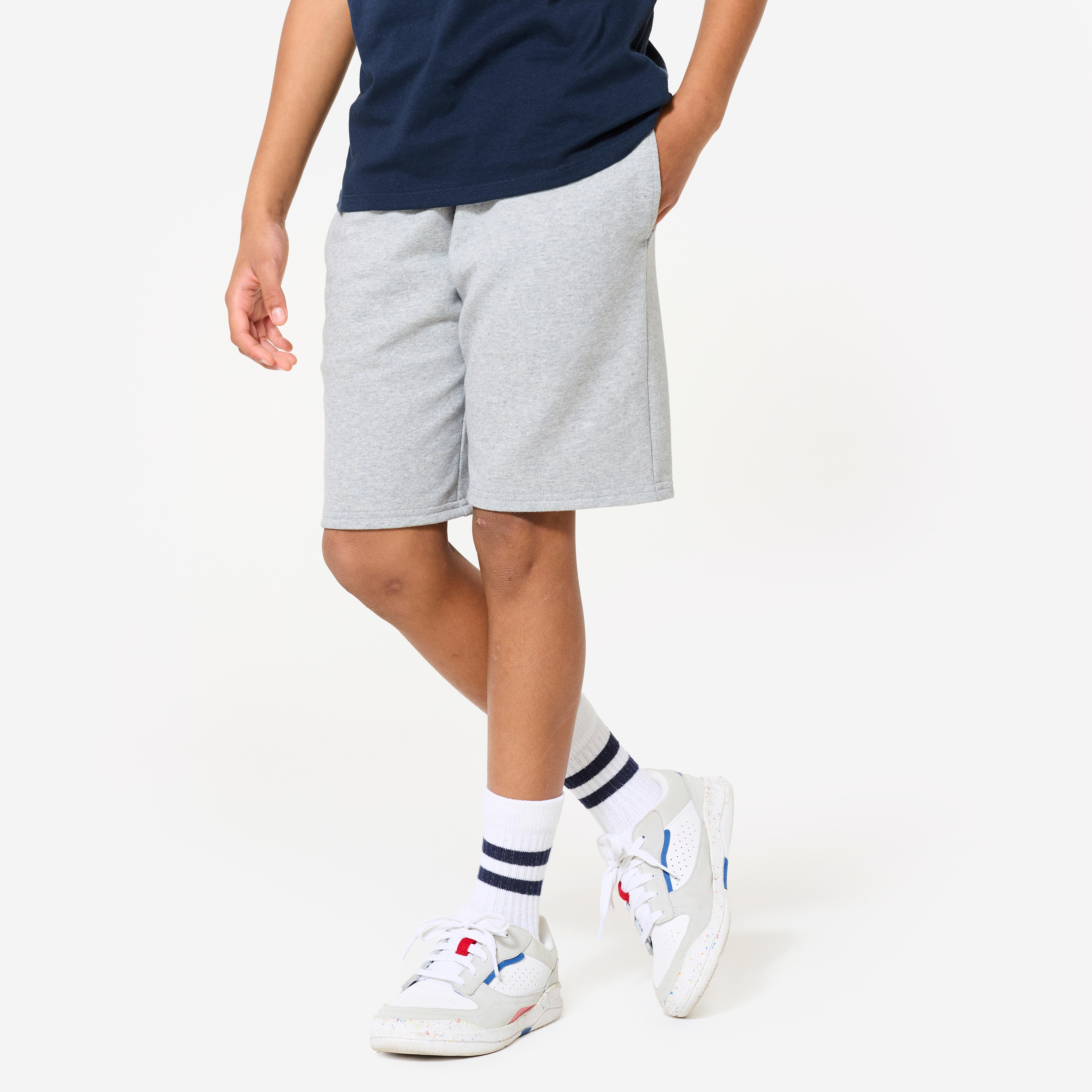 Pantalon scurt bumbac Educație fizică Gri Copii