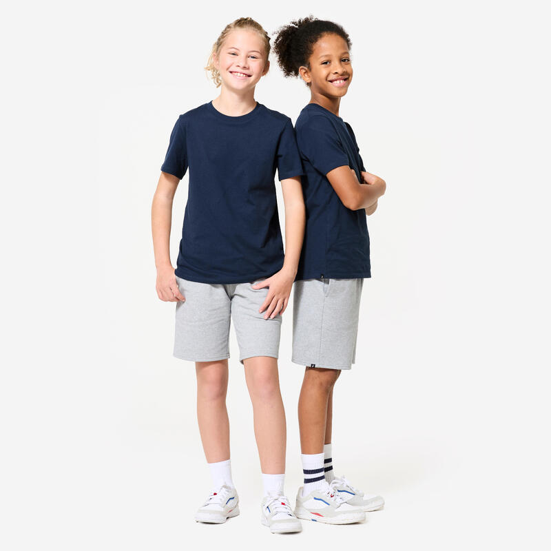 Pantalon scurt bumbac Educație fizică Gri Copii