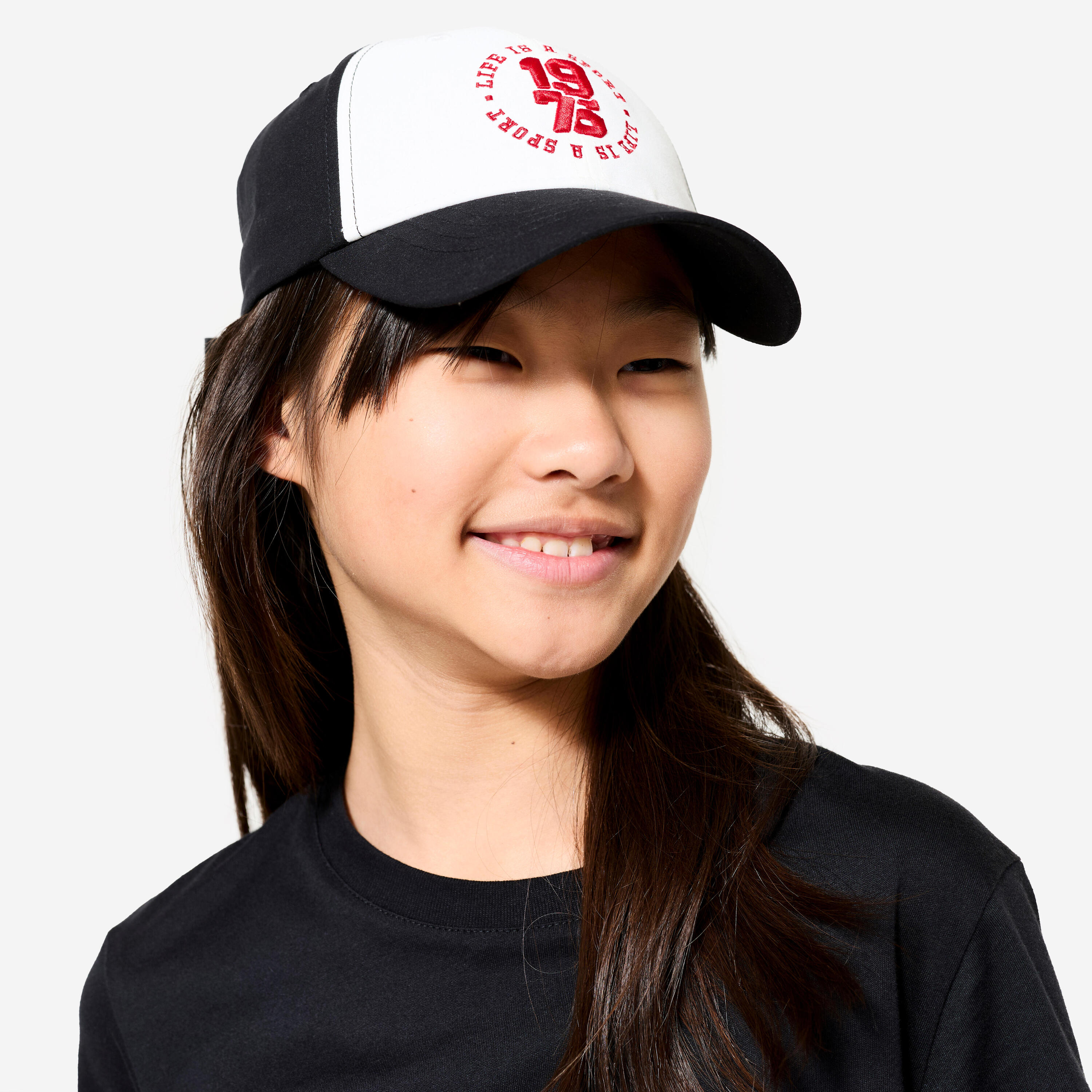 Kids' Unisex Breathable Adjustable Cap - Black/White 7/10