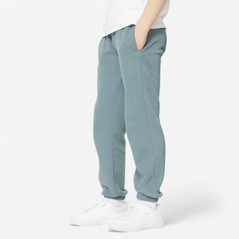 Pantalon de survêtement multisport chaud enfant mixte, Vert cendré