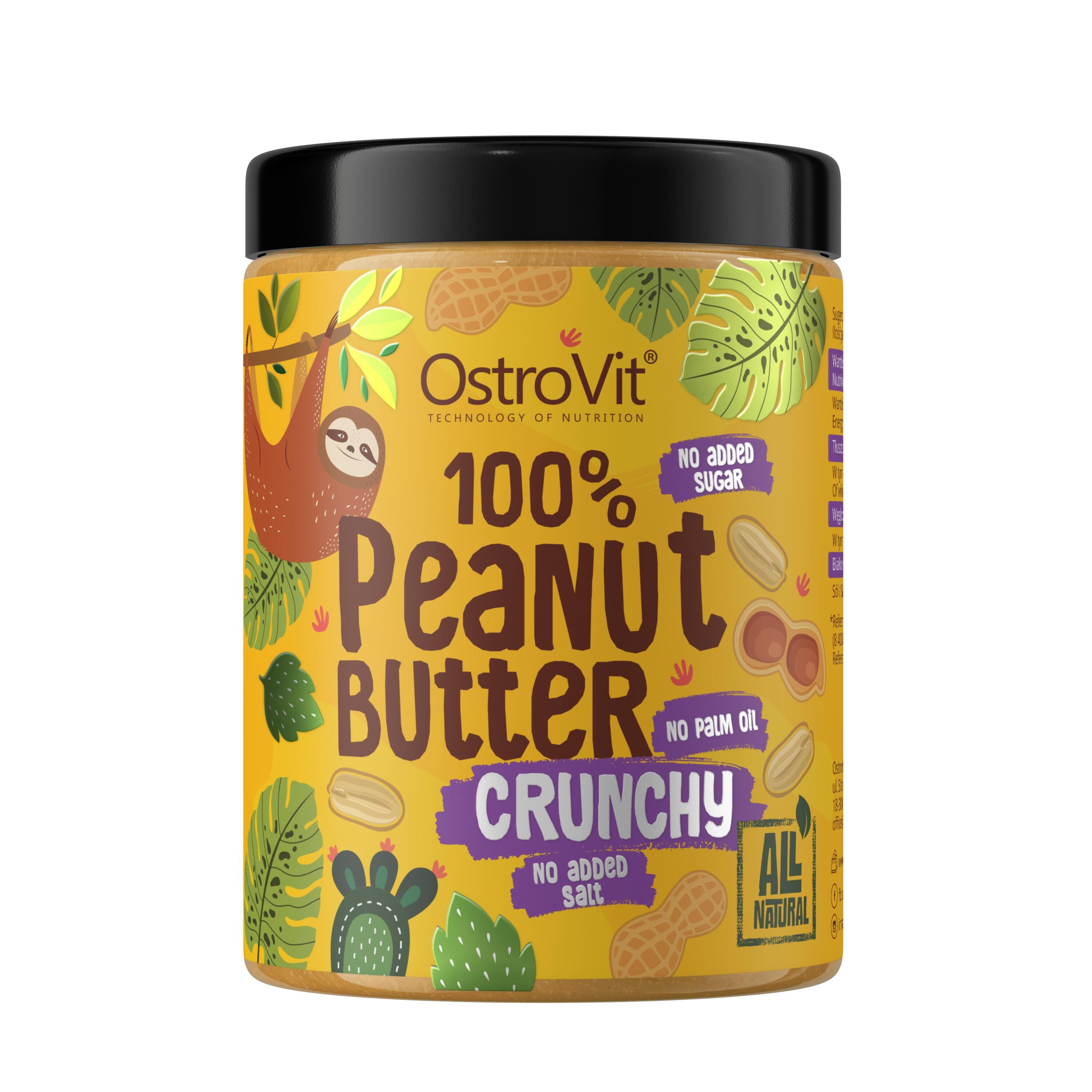 Krem Orzechowy OstroVit 100% Peanut Butter 1000 g chrupiący 1/2