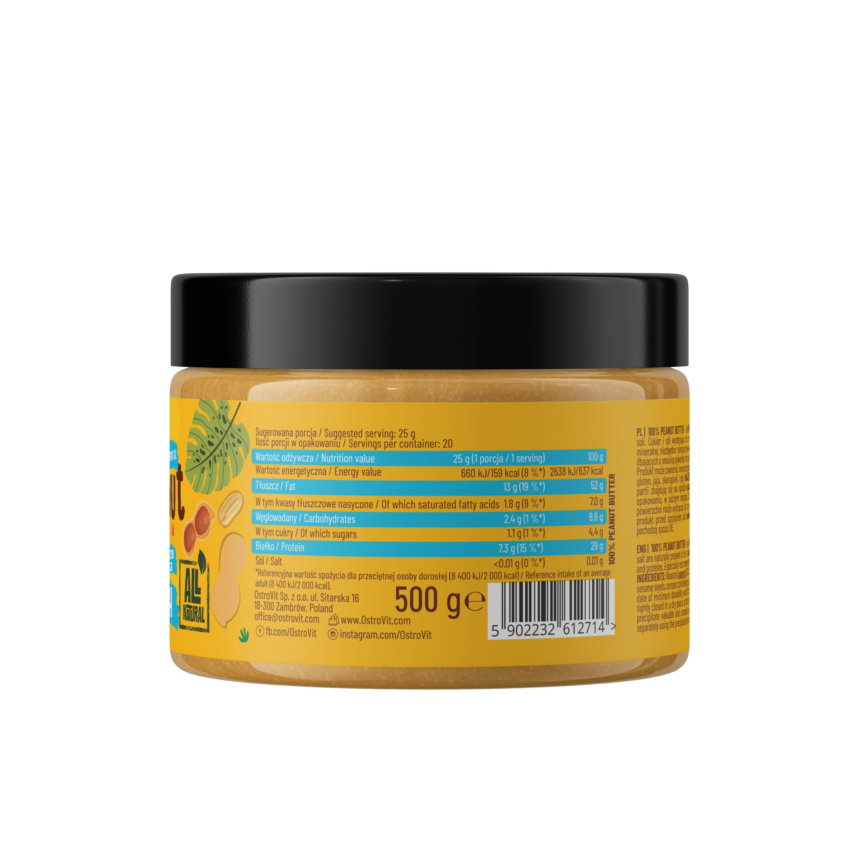 Krem Orzechowy OstroVit 100% Peanut Butter 500 g gładki 2/2
