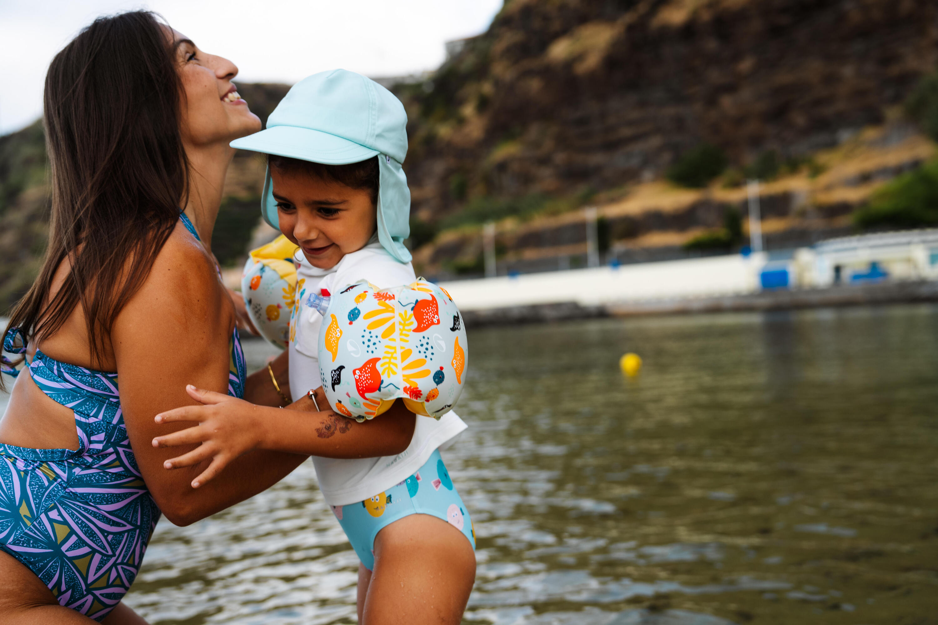 Badeanzug Baby- Print Fische blau  6/7