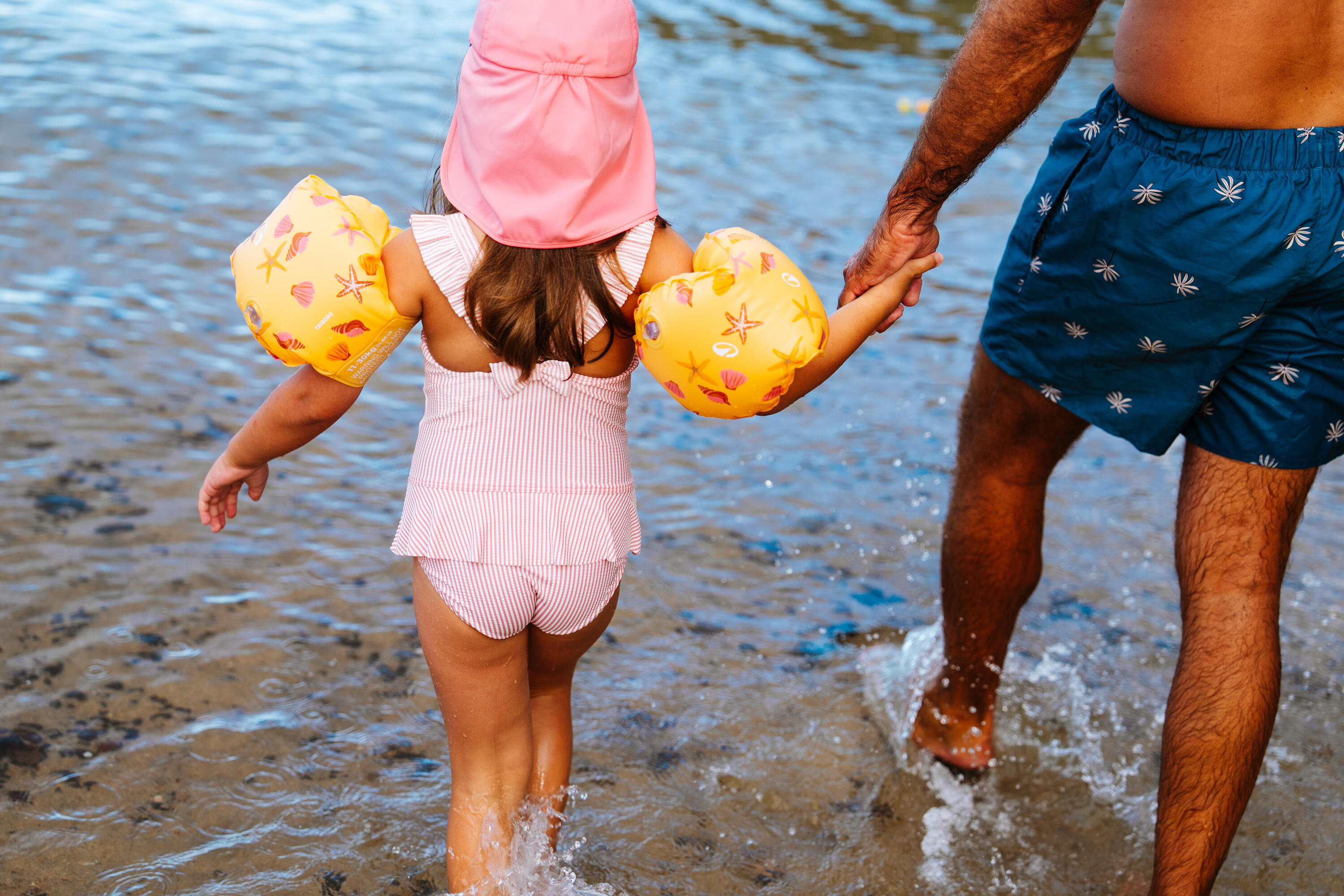 Maillot de bain 1 pièce jupette Bébé / Fille - rayé rose et blanc 6/8