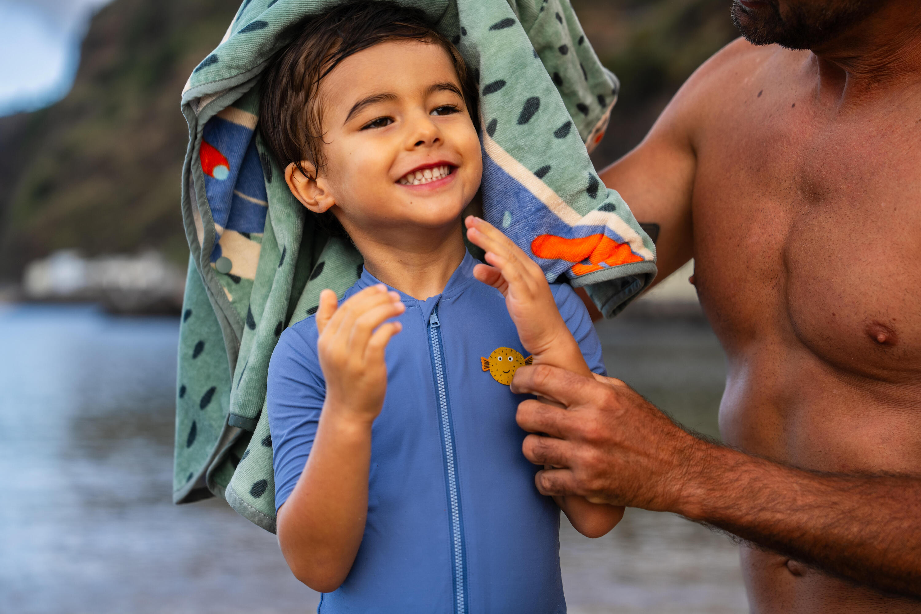 Baby swimming short sleeve and short leg suit - Blue 5/7