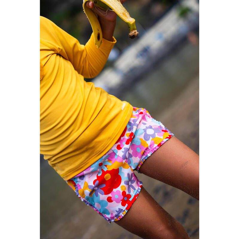 Short de bain Bébé / Enfant - rouge imprimés fleurs