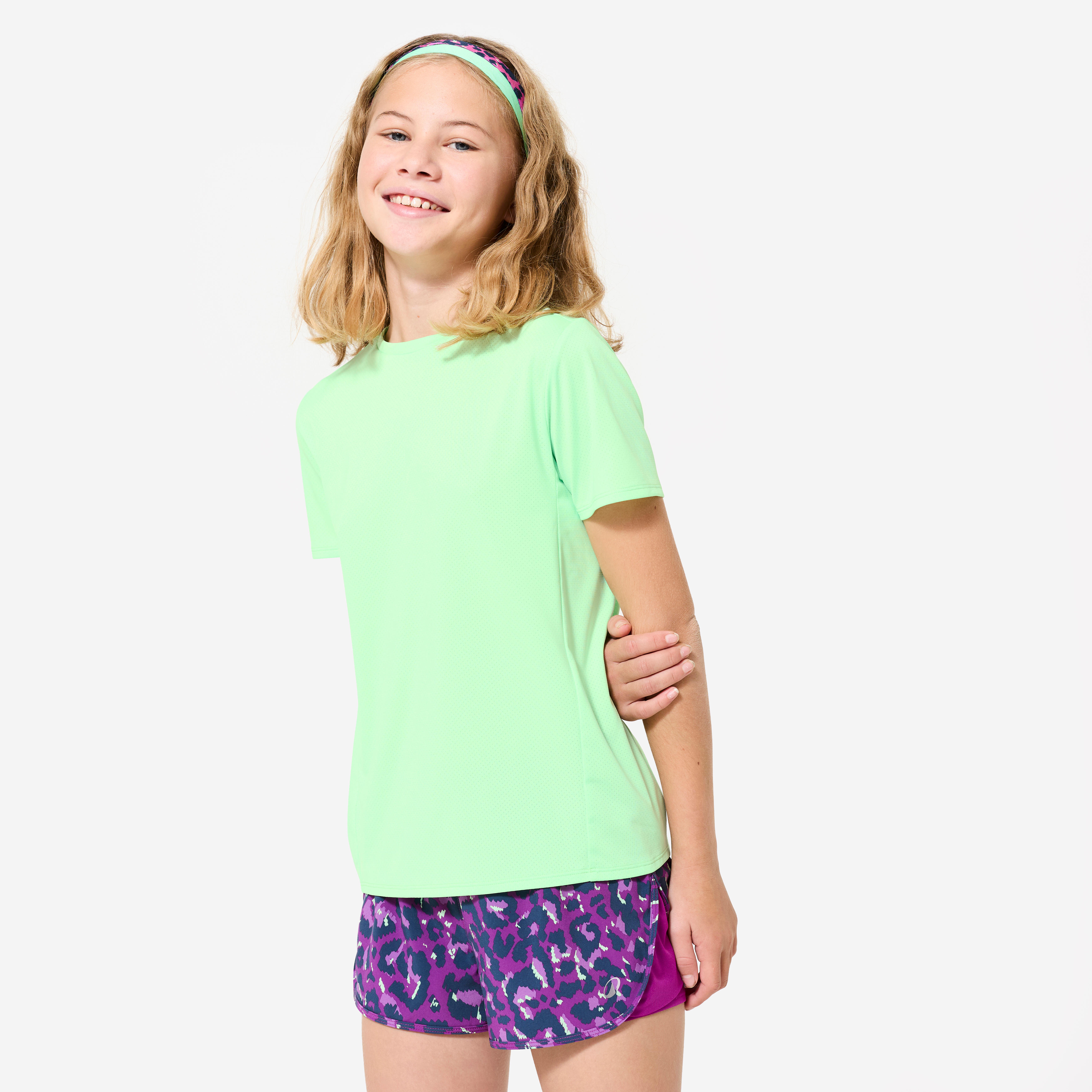 Kids' Unisex Multisport Breathable T-Shirt Neon Green