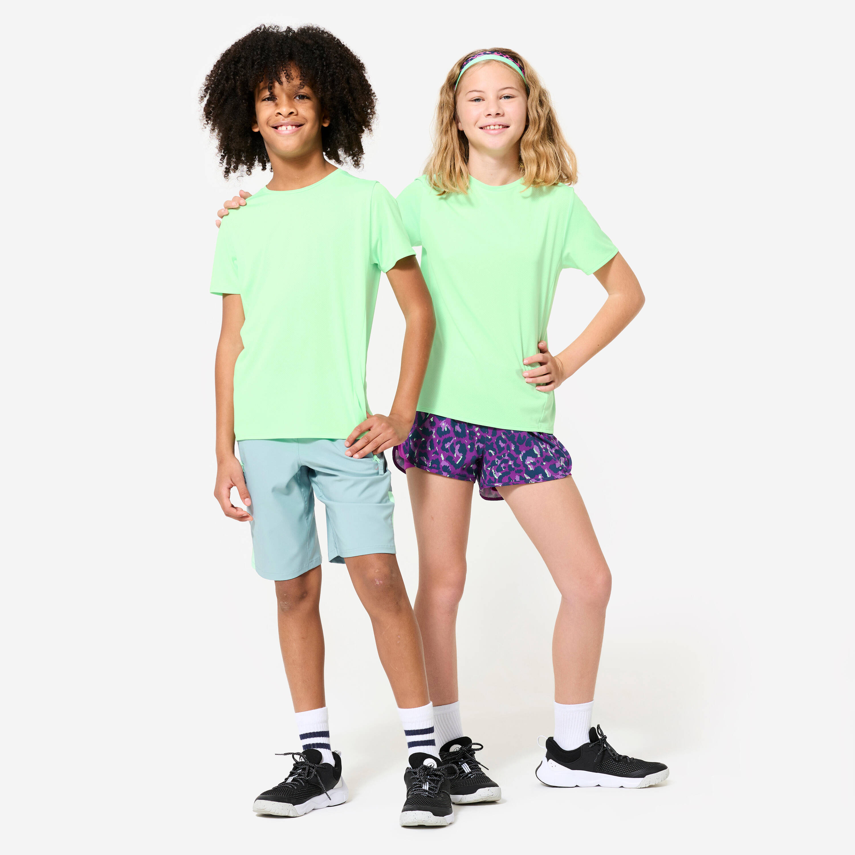 Multi-sport Crew Neck Breathable T-Shirt For Kids- Neon Green -  2