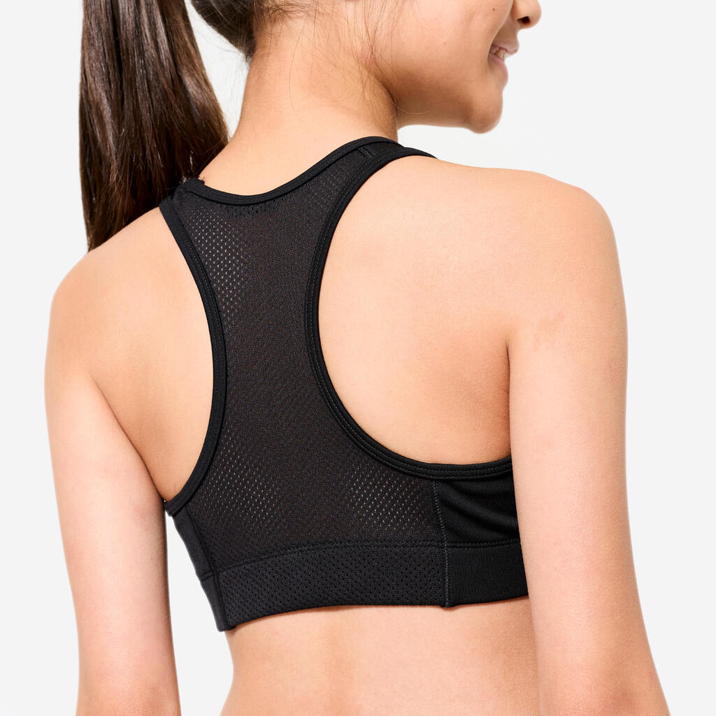 Brassière de sport respirante fille, Imprimé rose