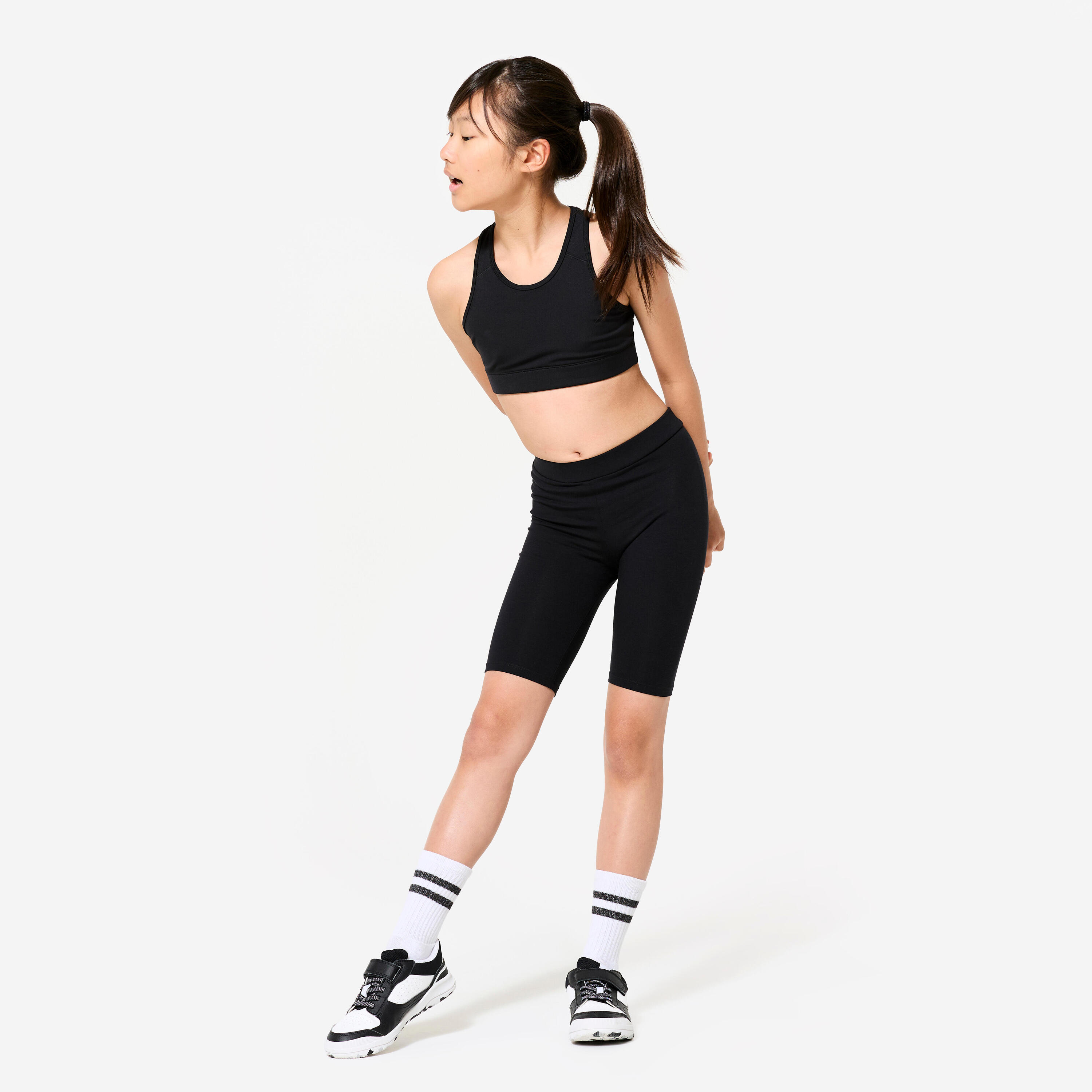 Ademend sporttopje voor meisjes zwart 2/4