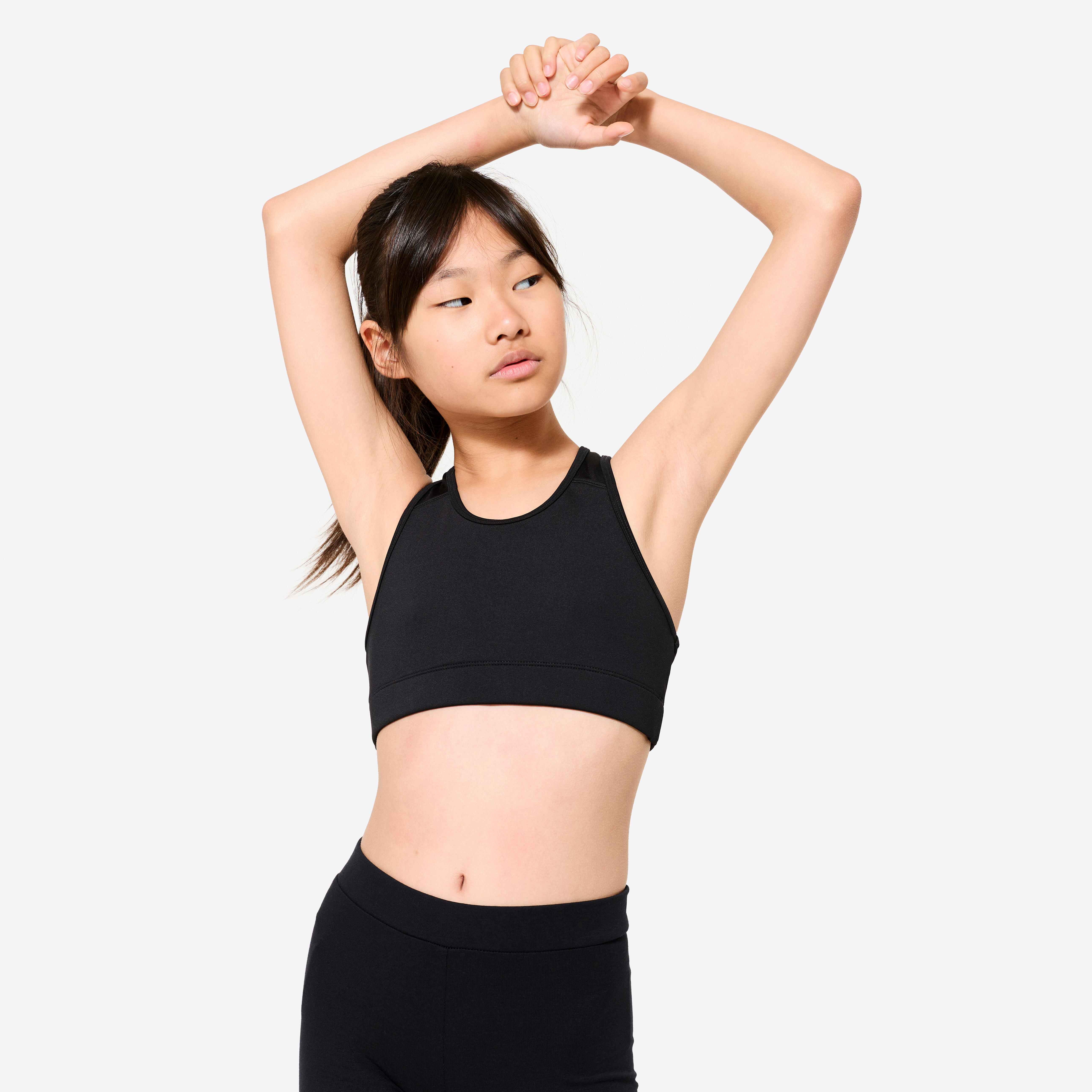Girls' Breathable Gym Sports Bra S500 - Black