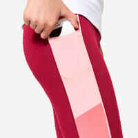 Girls' High-Waisted Pocket Leggings S500 - Pink