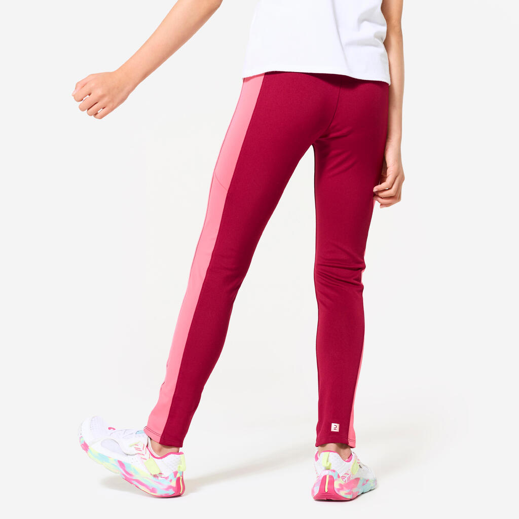 Girls' High-Waisted Pocket Leggings S500 - Navy / Print