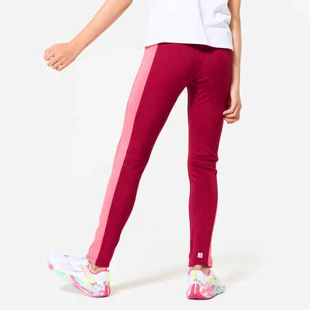 Girls' High-Waisted Pocket Leggings S500 - Pink