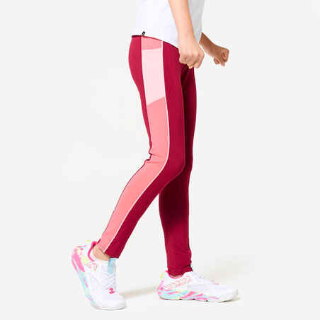 Girls' High-Waisted Pocket Leggings S500 - Pink