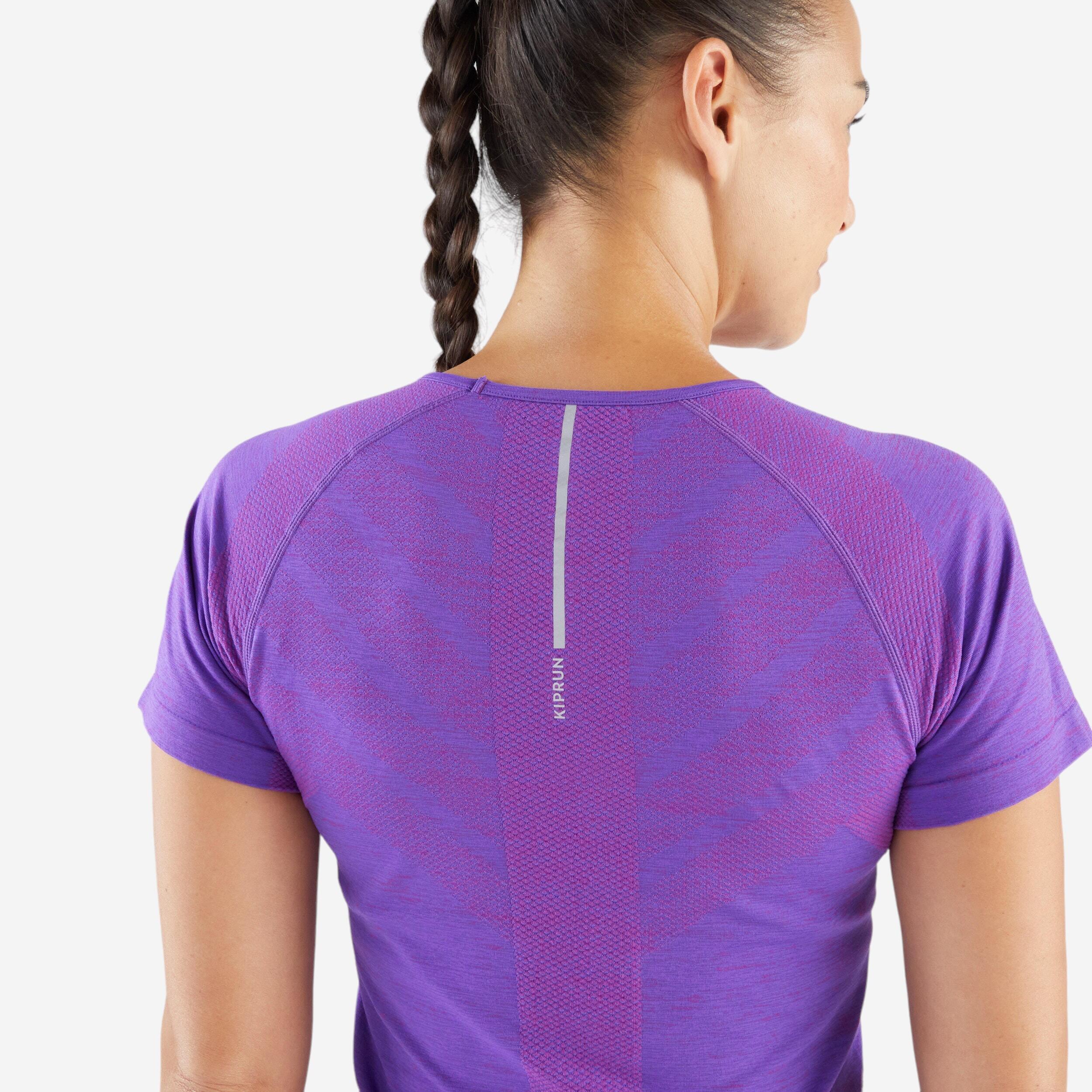 Women's Seamless Running &Trail Running T-Shirt - Run 500 Comfort Purple - KIPRUN