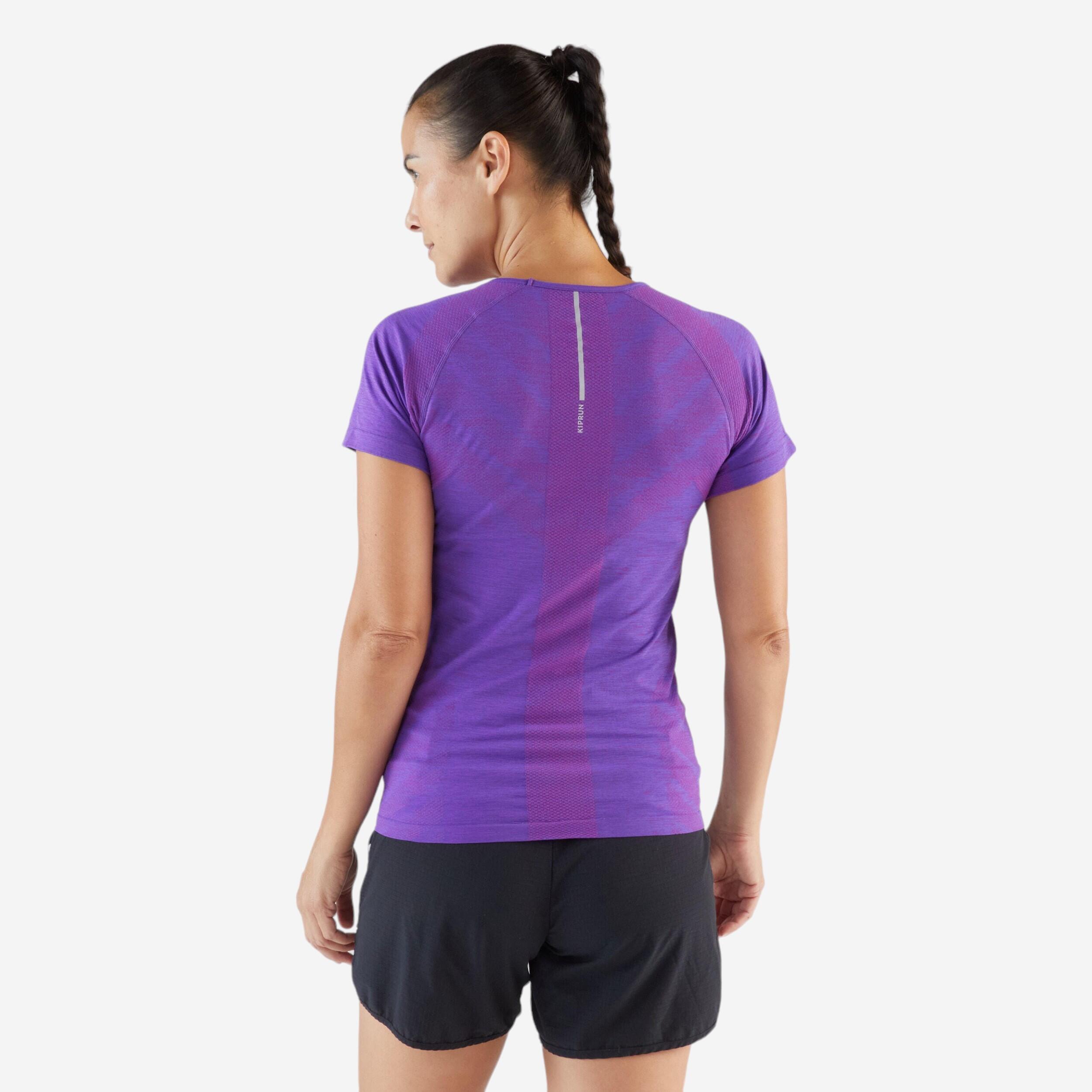 Women's Seamless Running &Trail Running T-Shirt - Run 500 Comfort Purple - KIPRUN