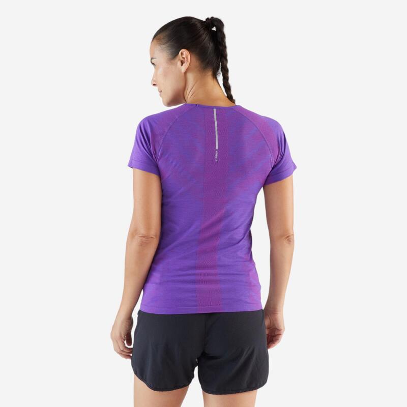 T-shirt running & trail sans couture femme - kiprun run 500 confort slim violet