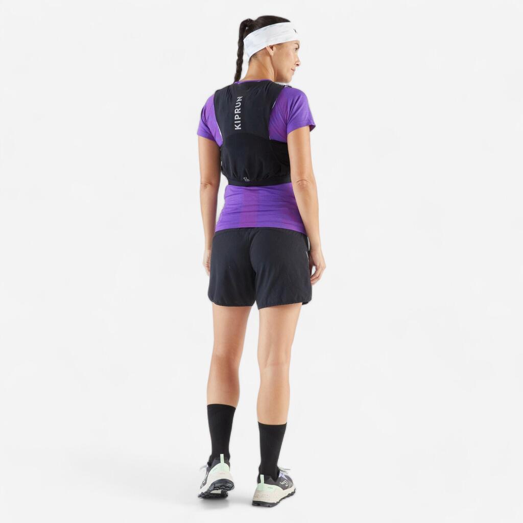 Laufshirt kurzarm Trailrunning Damen nahtlos - Run 500 Comfort Slim lila 