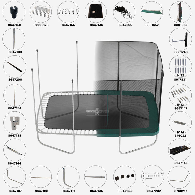 Embout bouchon bas *4, pièce détachée trampoline, Rectangulaire 520