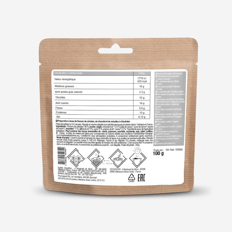Petit déjeuner bio - muesli au chocolat et noisettes - 100 g