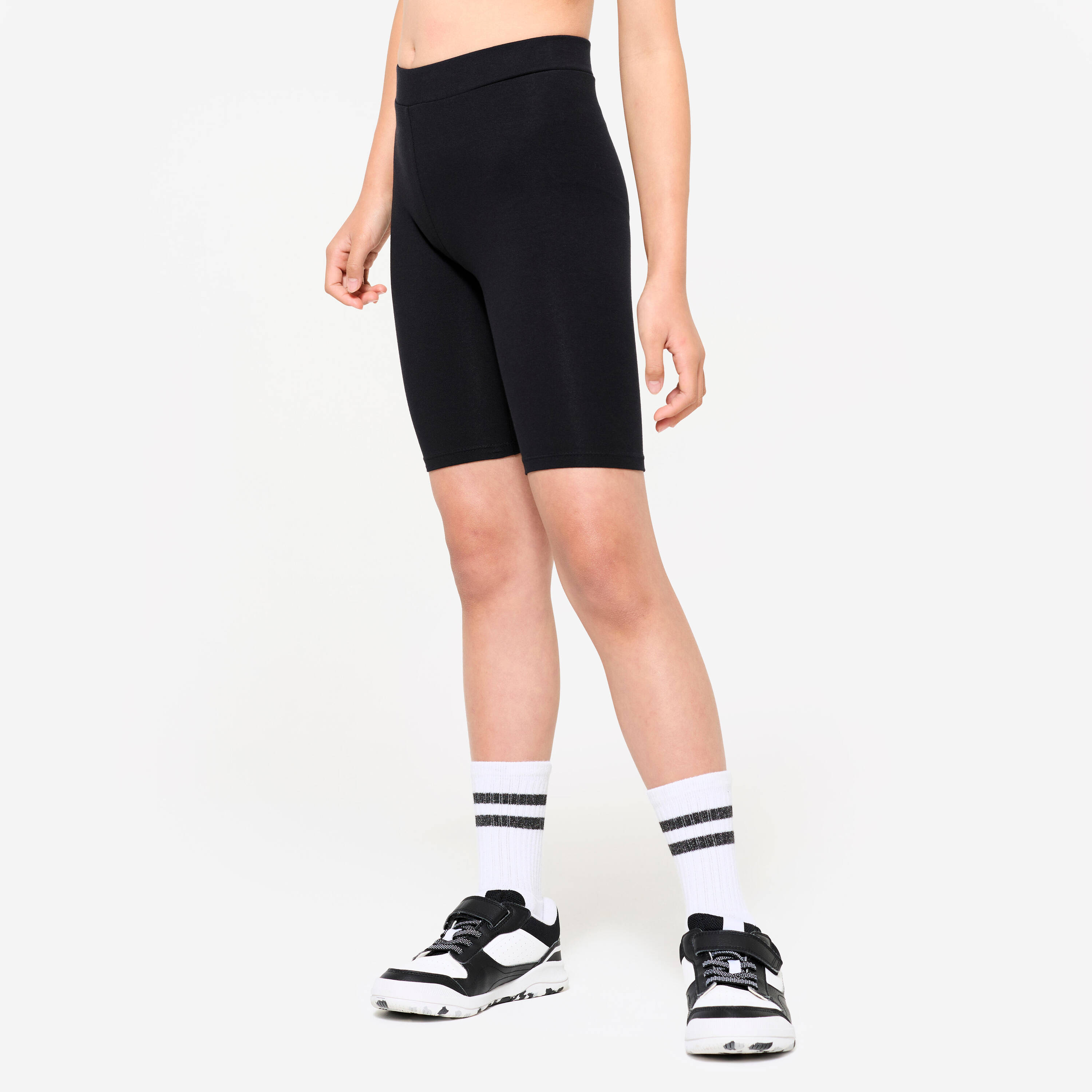Girl's Multisport Cotton Cycling Shorts 500 - Graphite Black -  1