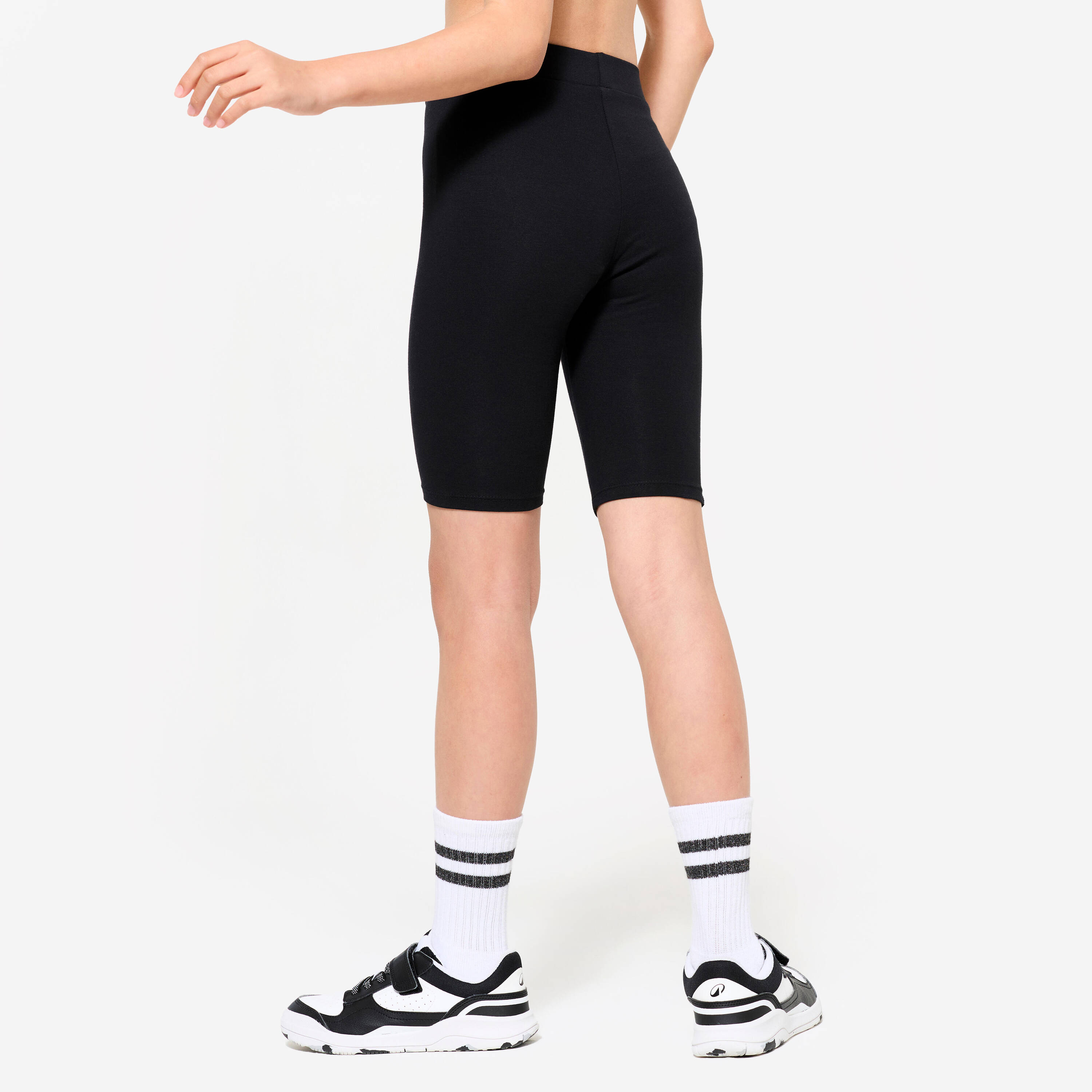 Girl's Multisport Cotton Cycling Shorts 500 - Graphite Black -  4
