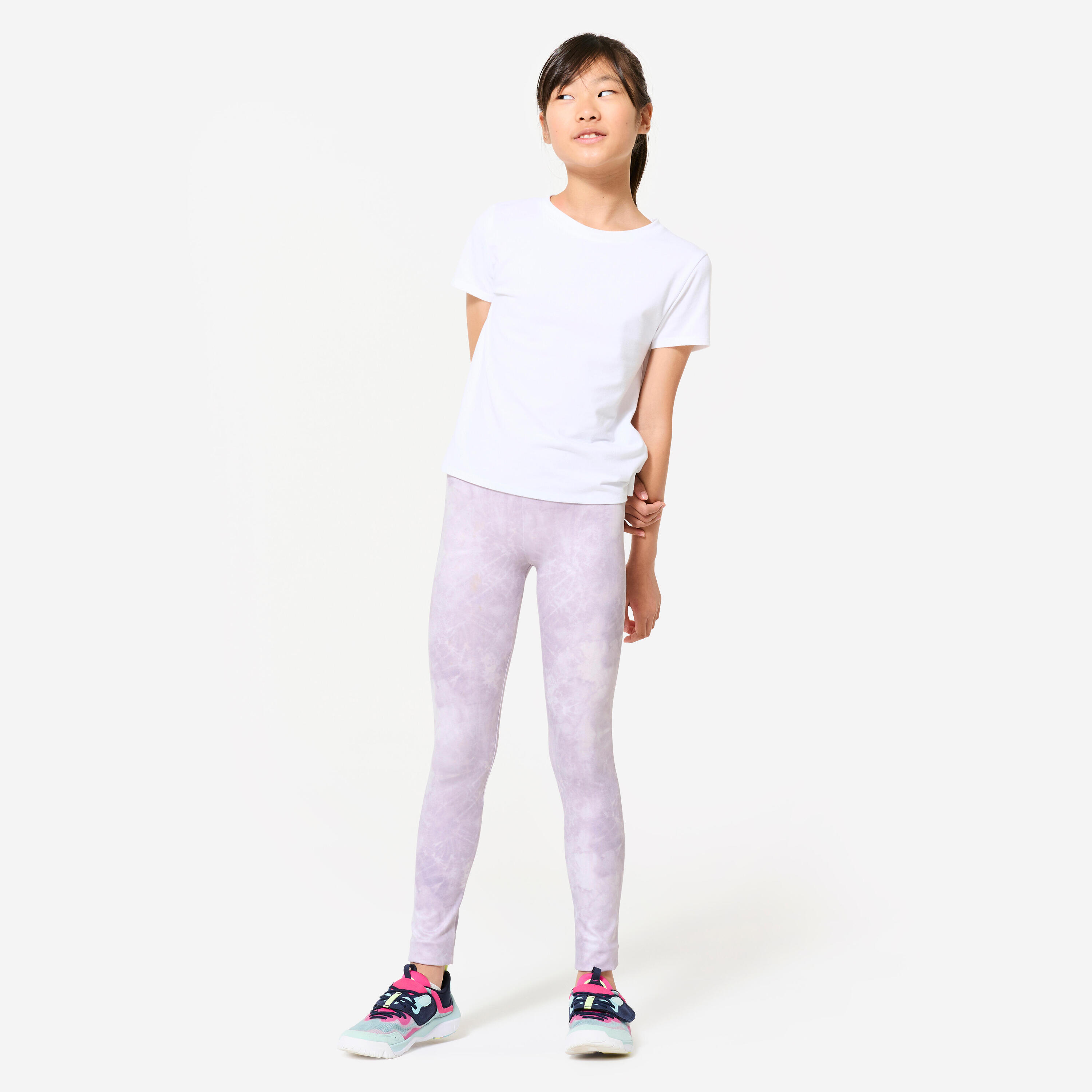 Legging respirant fille, imprimé, violet 2/7