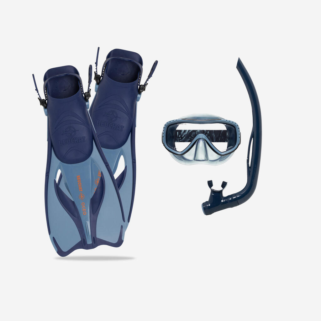 Snorkelling set fins mask snorkel FMS - Atoll blue