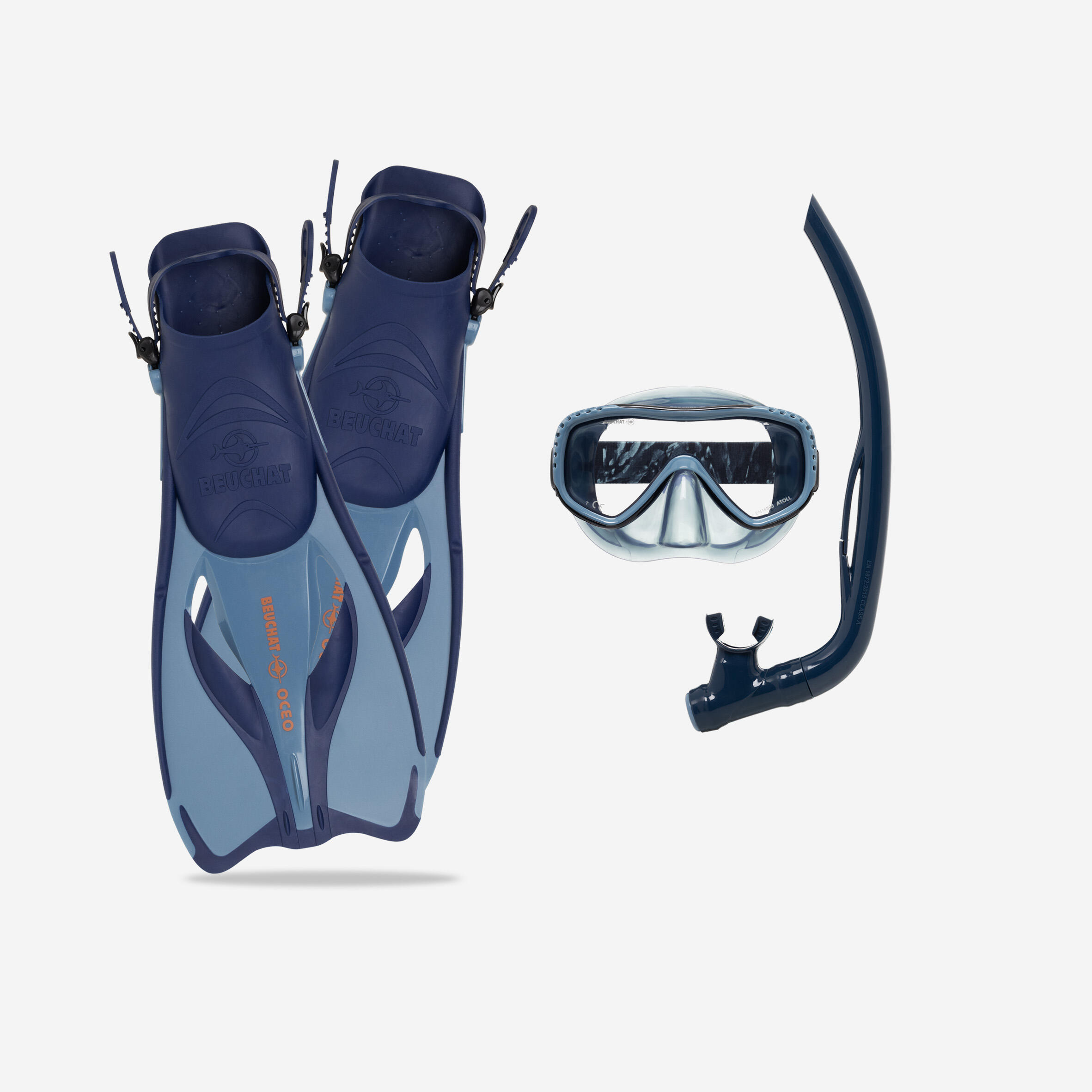 BEUCHAT Schnorchel-Set PMT Flossen Maske Schnorchel Kit Atoll blau | 03278551001716
