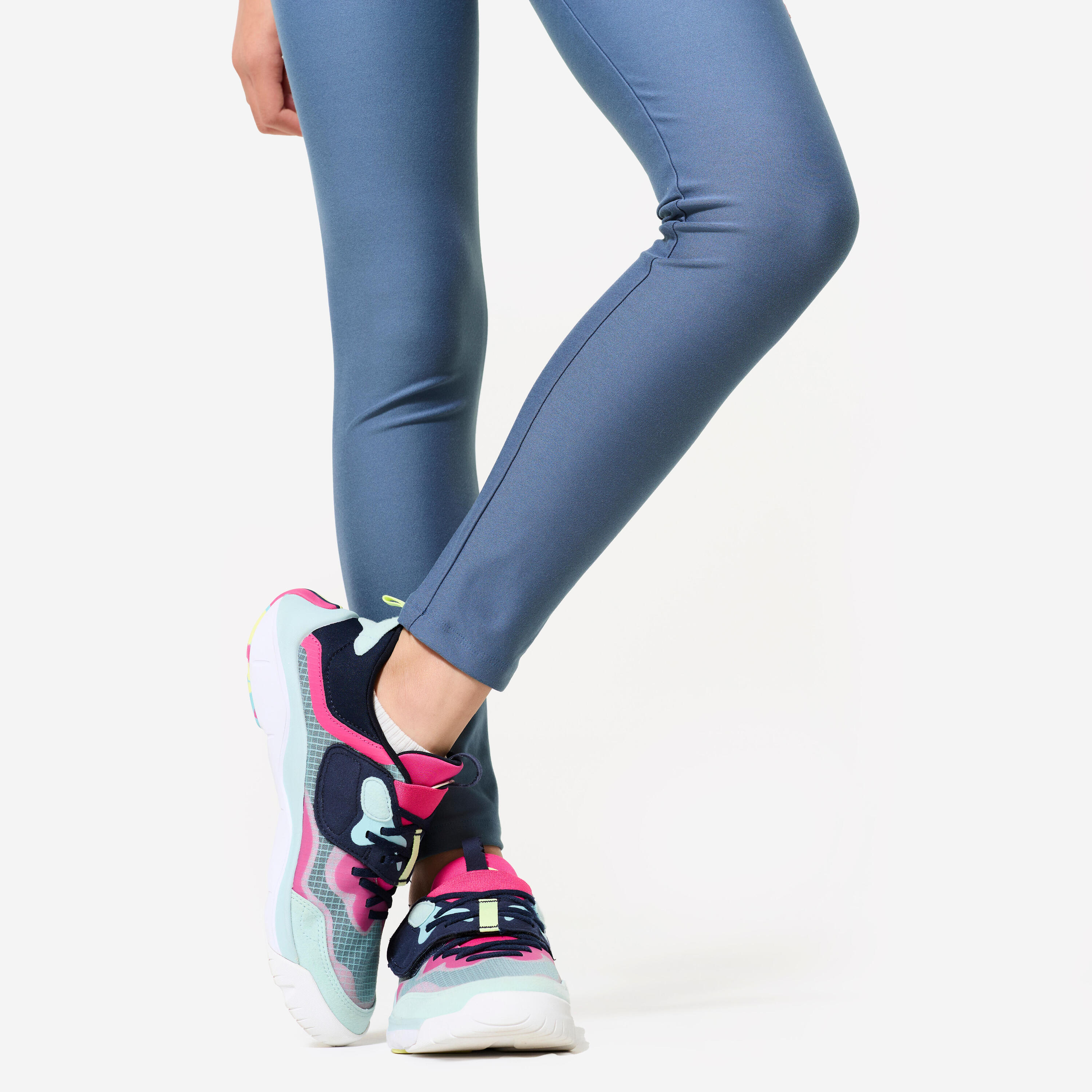 Leggings bambina ginnastica vita alta traspiranti blu 5/5