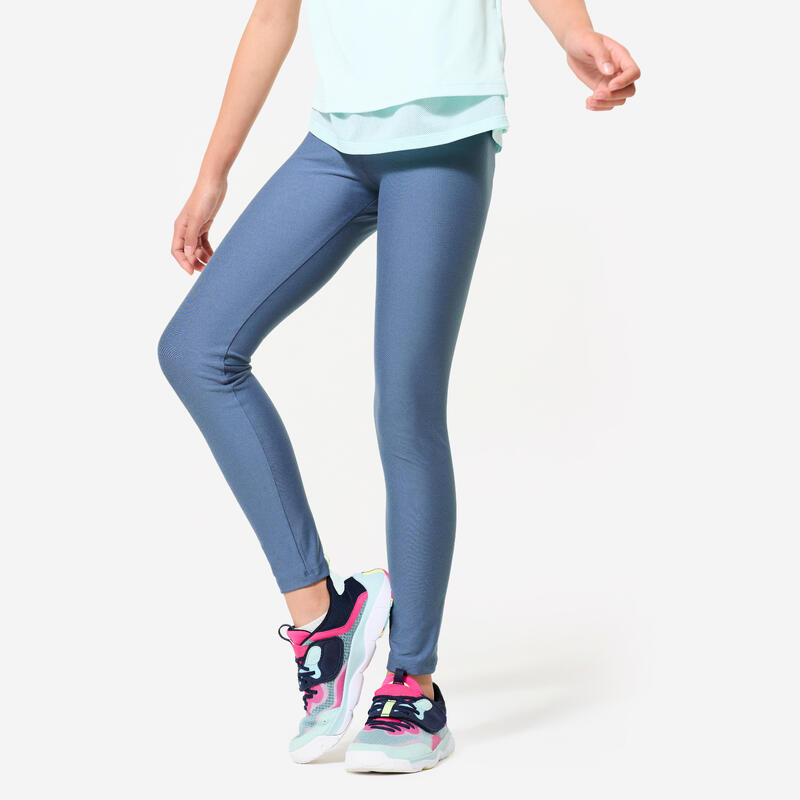 Leggings de  Fitness de Cintura Subida Respiráveis Rapariga Azul-escuro