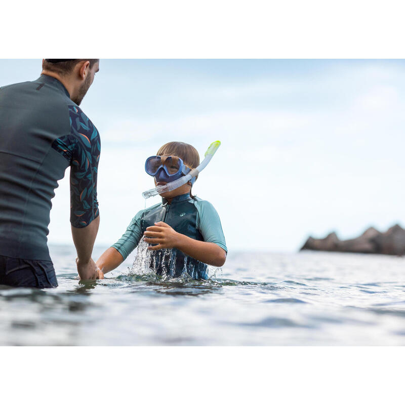 Tuba plongée avec soupape drytop  - SNORKEL DRY TOP JUNIOR 100 Translucide