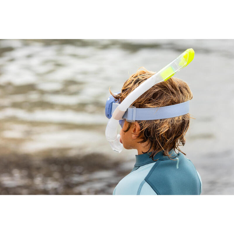 Tuba plongée avec soupape drytop  - SNORKEL DRY TOP JUNIOR 100 Translucide
