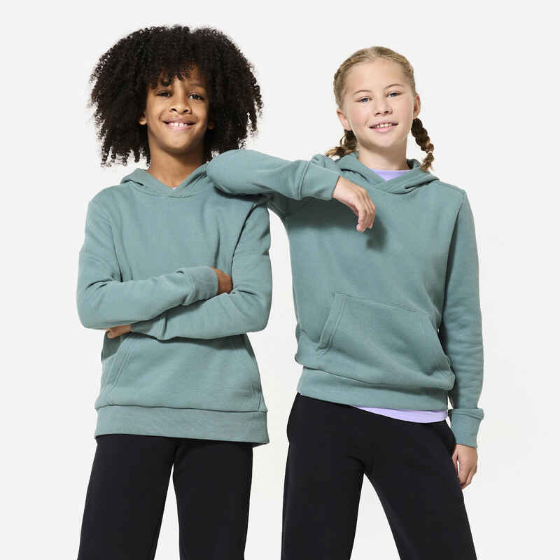 Hoodie de educación física para Niños Domyos 500 verde grisáceo