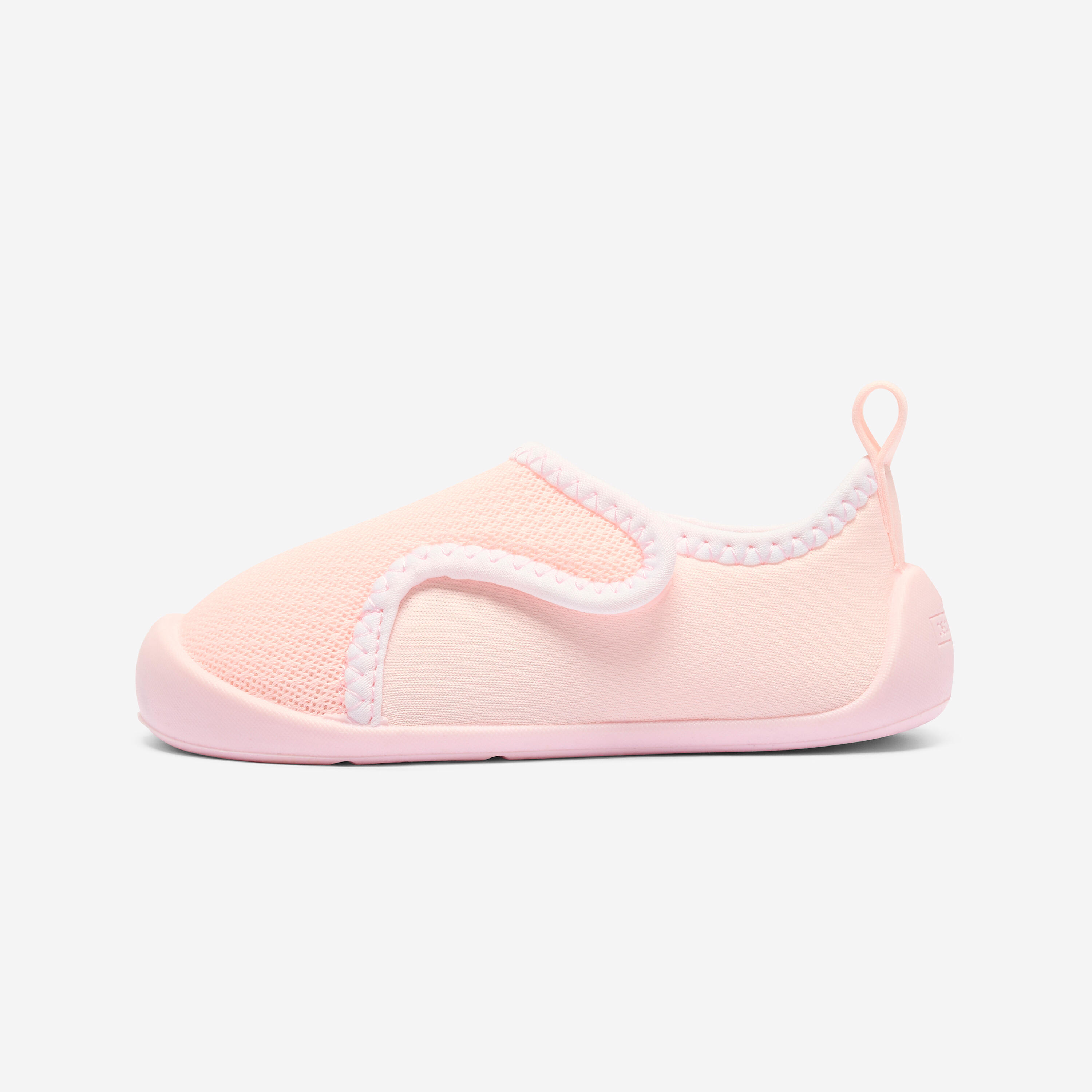 Baby gym bootees breathable with rip-tab fastening, pink and white