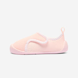 Chaussons à scratch respirants bébé, rose et blanc