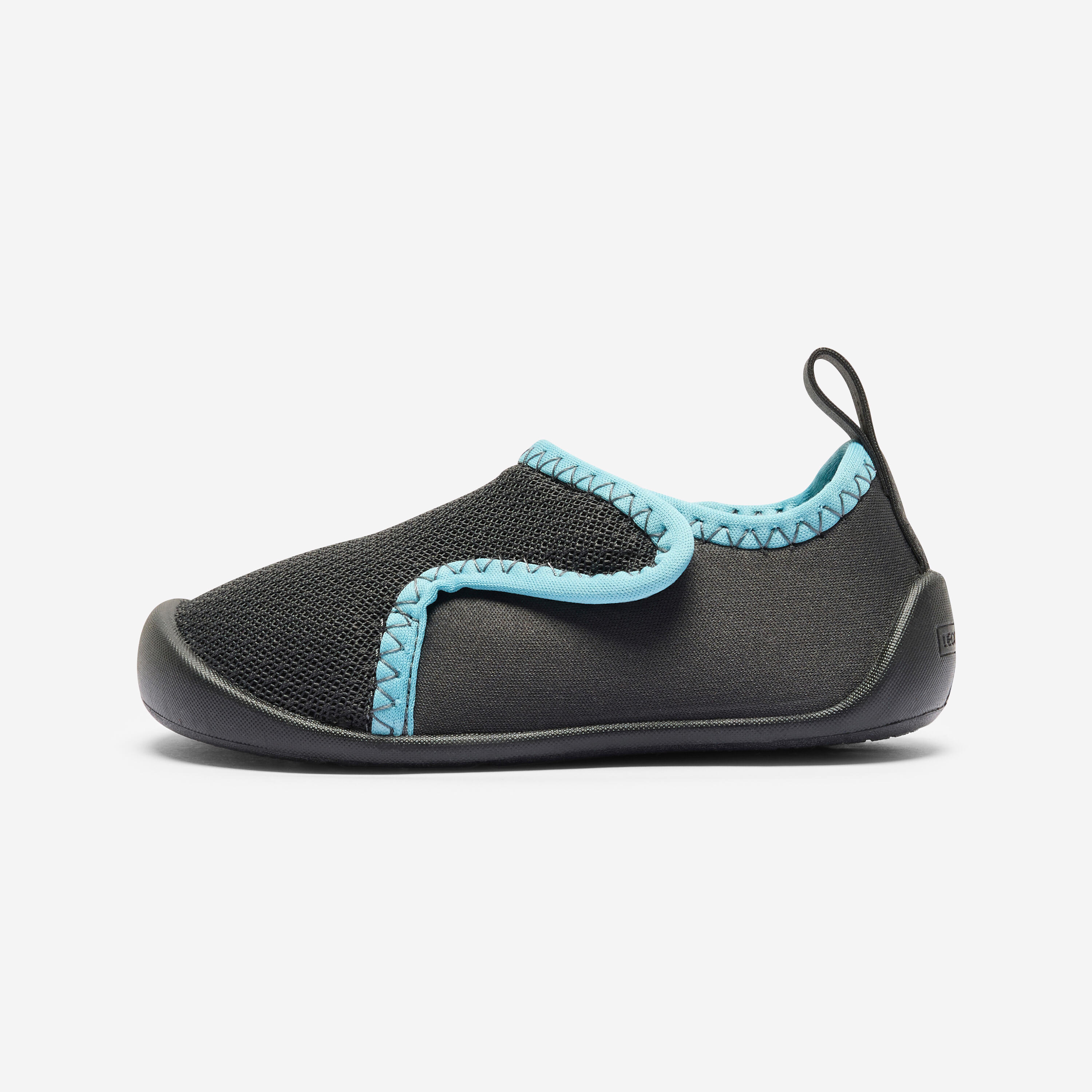 Baby gym bootees breathable with rip-tab fastening, dark grey and blue