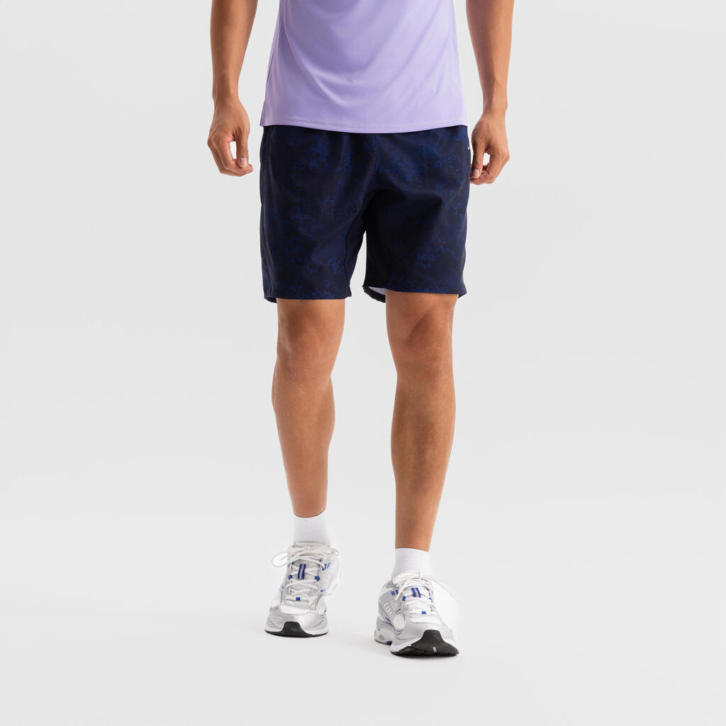 Short de fitness respirant poches zippées homme, violet cerise