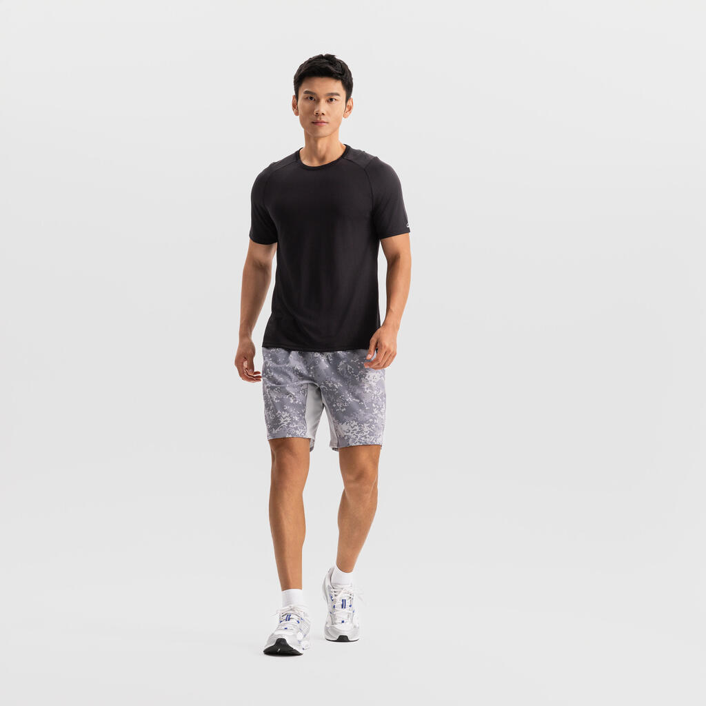 Short de fitness respirant poches zippées homme, violet cerise