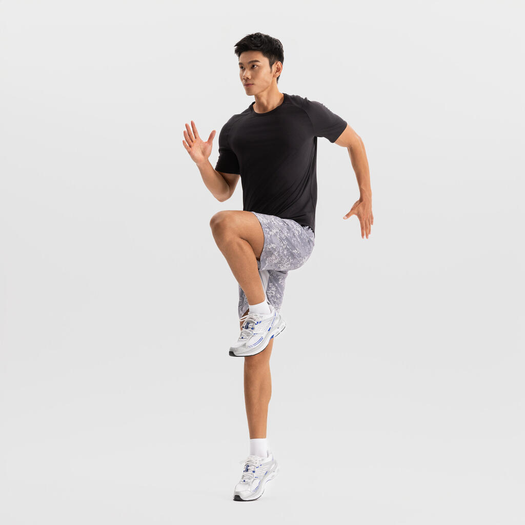 Short de fitness respirant poches zippées homme, violet cerise