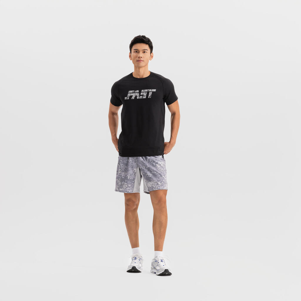Short de fitness respirant poches zippées homme, violet cerise