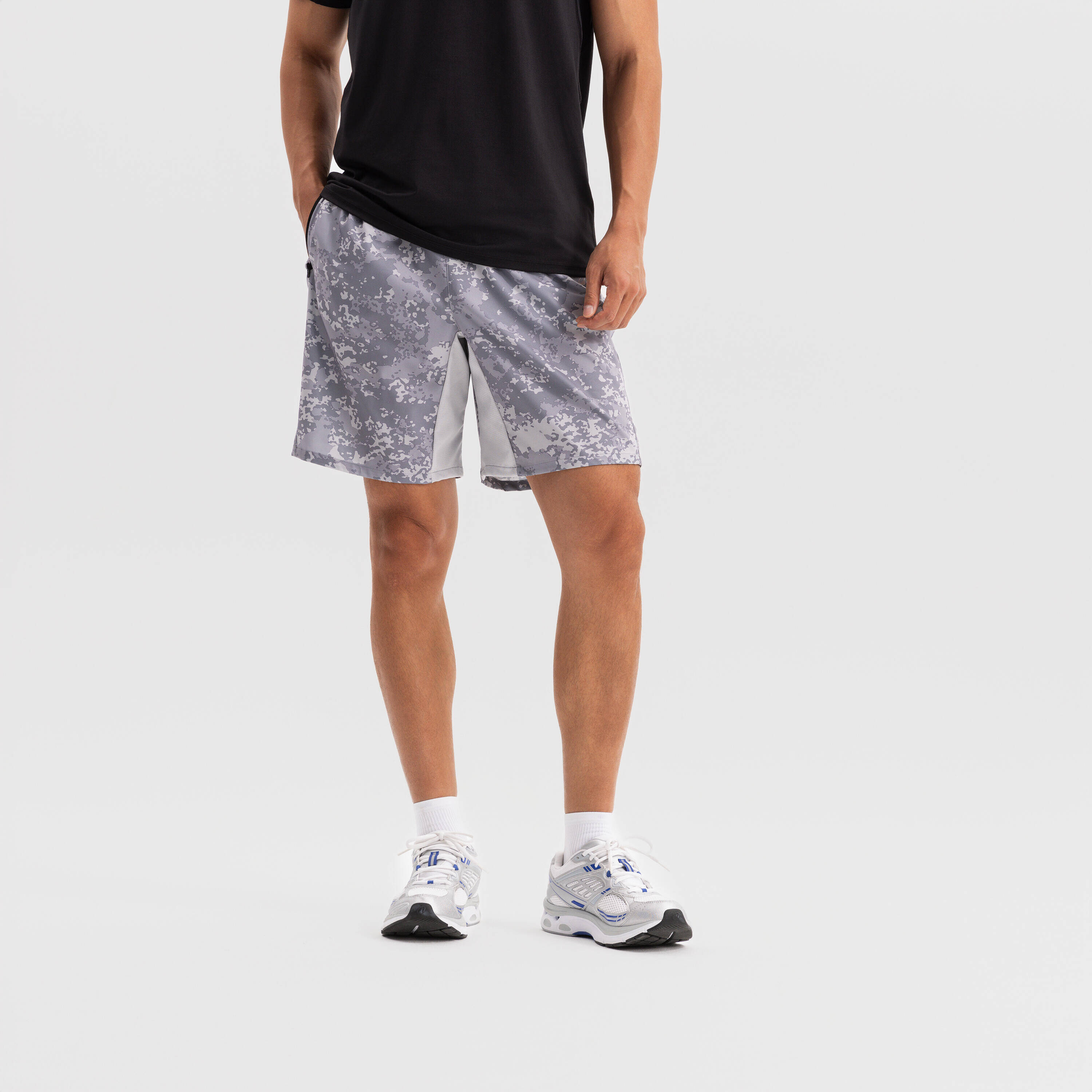 Men Gym Shorts Stretchable, Quick Dry with Zip Pockets - Grey -  5