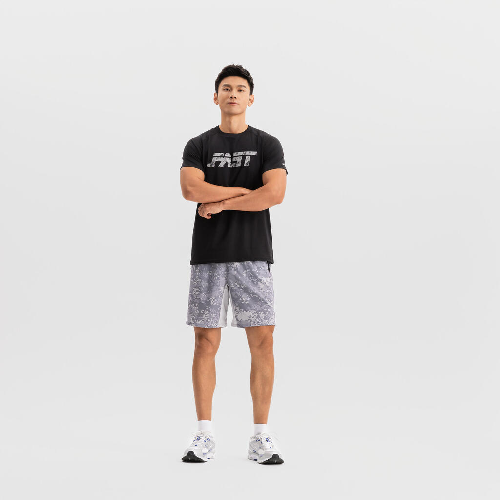 Short de fitness respirant poches zippées homme, violet cerise