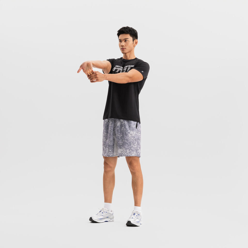 Short de fitness respirant poches zippées homme, violet cerise