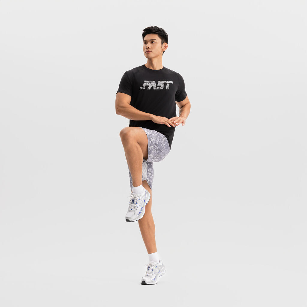 Short de fitness respirant poches zippées homme, violet cerise