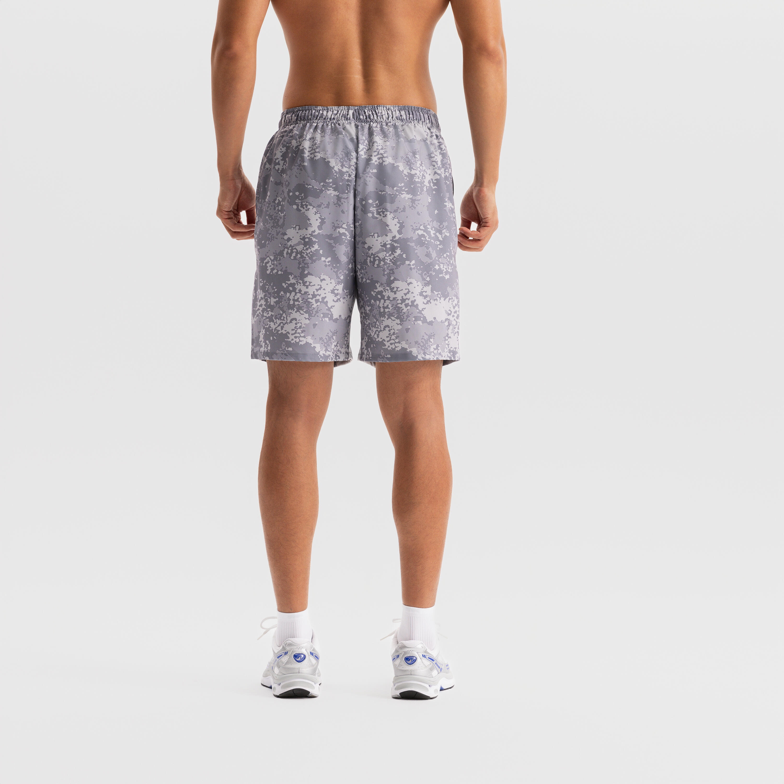 Men Gym Shorts Stretchable, Quick Dry with Zip Pockets - Grey