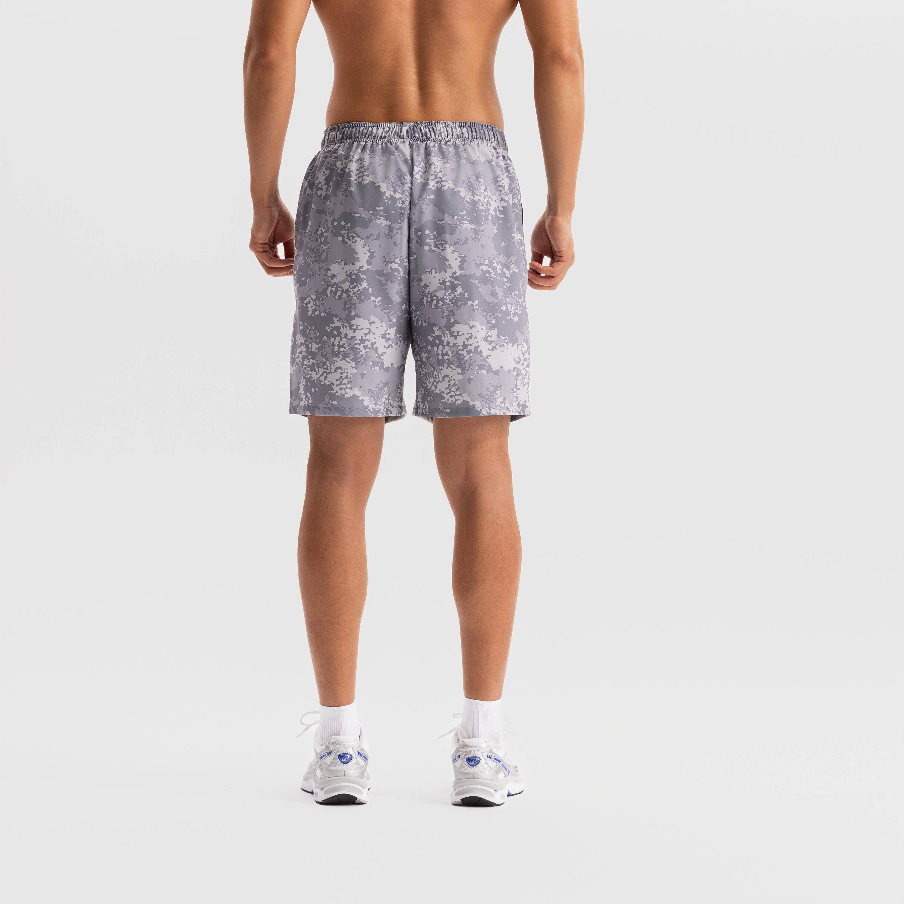 Men Gym Shorts Stretchable, Quick Dry with Zip Pockets - Grey -  3