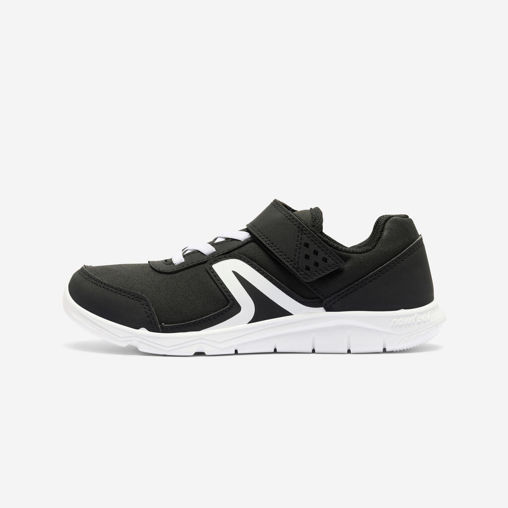 Tenis de fitness con velcro para Niños 100 negro/blanco